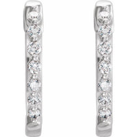 14K White 1/3 CTW Diamond 14.9 mm Hoop Earrings 2