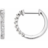 14K White 1/5 CTW Diamond 15.25 mm Hoop Earrings 1