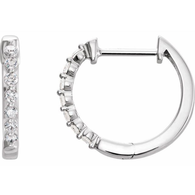 14K White 1/3 CTW Diamond 14.9 mm Hoop Earrings 1