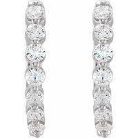 14K White 1/2 CTW Diamond 15.25 mm Hoop Earrings 2