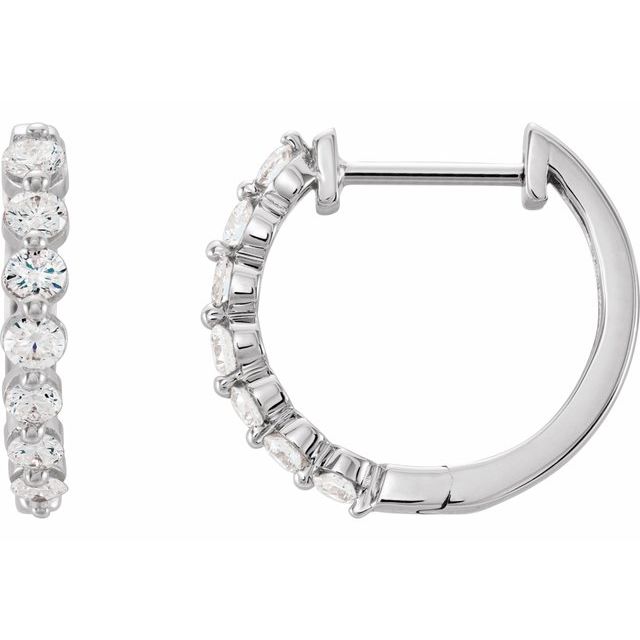 14K White 1/2 CTW Diamond 15.25 mm Hoop Earrings 1