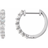 14K White 1/2 CTW Diamond 15.25 mm Hoop Earrings 1
