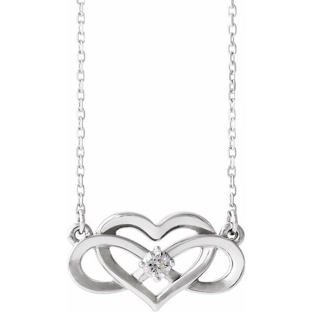 Sterling Silver 1/10 CTW Diamond Infinity-Inspired Heart 16-18" Necklace 1