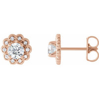 14K Rose 5/8 CTW Diamond Halo-Style Earrings 1
