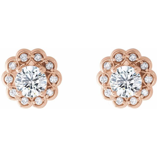 14K Rose 5/8 CTW Diamond Halo-Style Earrings 2