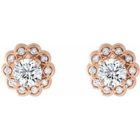 14K Rose 5/8 CTW Diamond Halo-Style Earrings 2