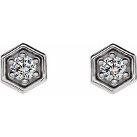 14K White 1/8 CTW Diamond Hexagon Stud Earrings 2