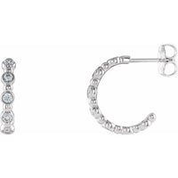 14K White 3/8 CTW Diamond Beaded Hoop Earrings 1