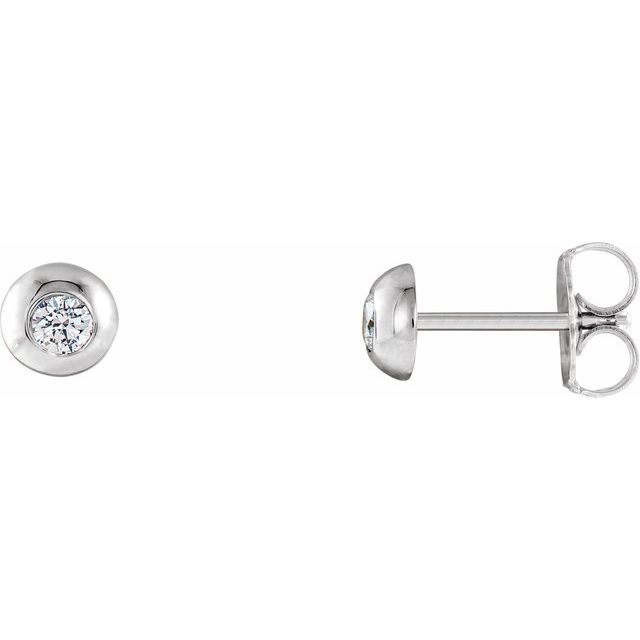 Platinum 1/8 CTW Diamond Domed Stud Earrings 1