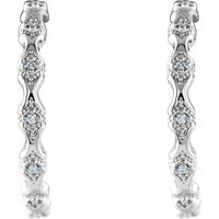 14K White .05 CTW Diamond Hoop Earrings 2