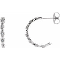 14K White .05 CTW Diamond Hoop Earrings 1