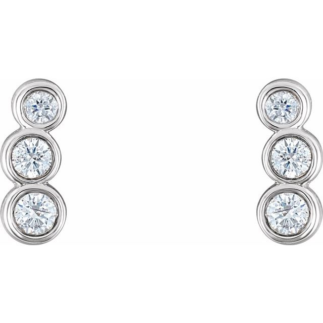 14K White 1/6 CTW Diamond Petite Ear Climbers 2