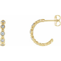 14K Yellow 3/8 CTW Diamond Beaded Hoop Earrings 1