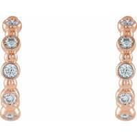 14K Rose 3/8 CTW Diamond Beaded Hoop Earrings 2