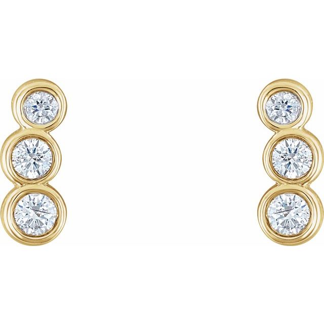 14K Yellow .07 CTW Diamond Petite Ear Climbers 2