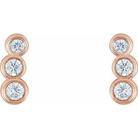 14K Rose .07 CTW Diamond Petite Ear Climbers 2