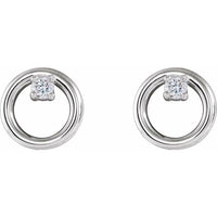 14K White .06 CTW Diamond Circle Earrings 2