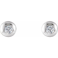 Platinum 1/8 CTW Diamond Domed Stud Earrings 2