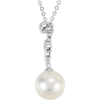 14K White Freshwater Cultured Pearl & 1/10 CTW Diamond 18" Necklace 2