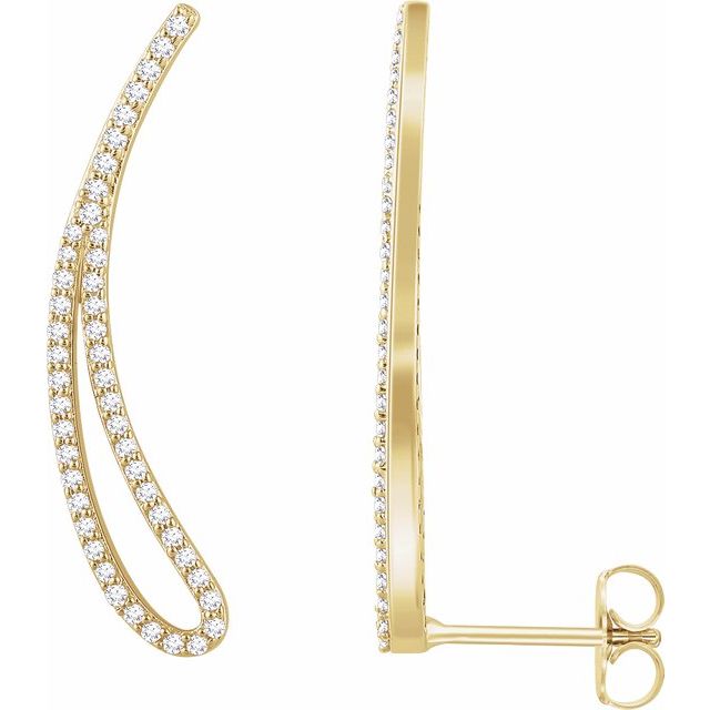 14K Yellow 1/4 CTW Diamond Ear Climbers 1