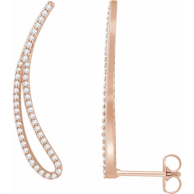 14K Rose 1/4 CTW Diamond Ear Climbers 1