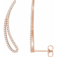 14K Rose 1/4 CTW Diamond Ear Climbers 1