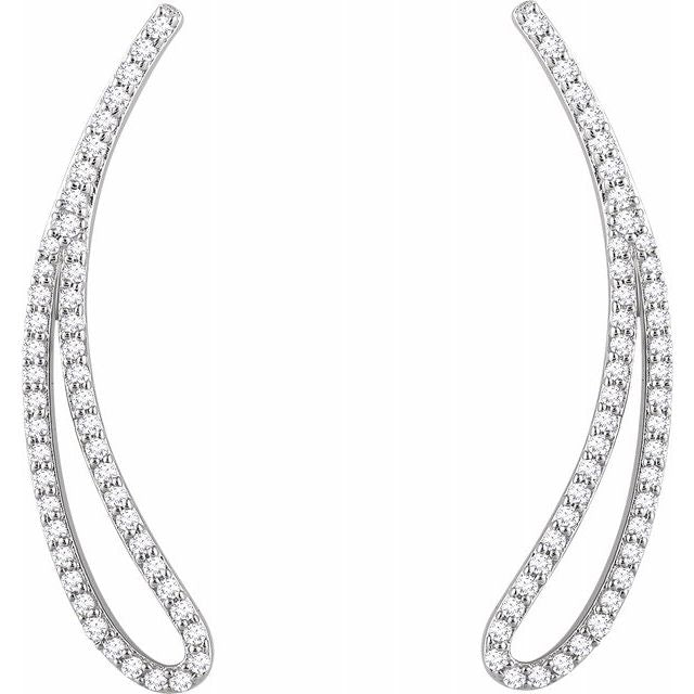 14K White 1/4 CTW Diamond Ear Climbers 2