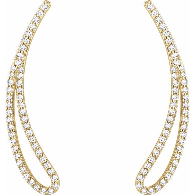 14K Yellow 1/4 CTW Diamond Ear Climbers 2