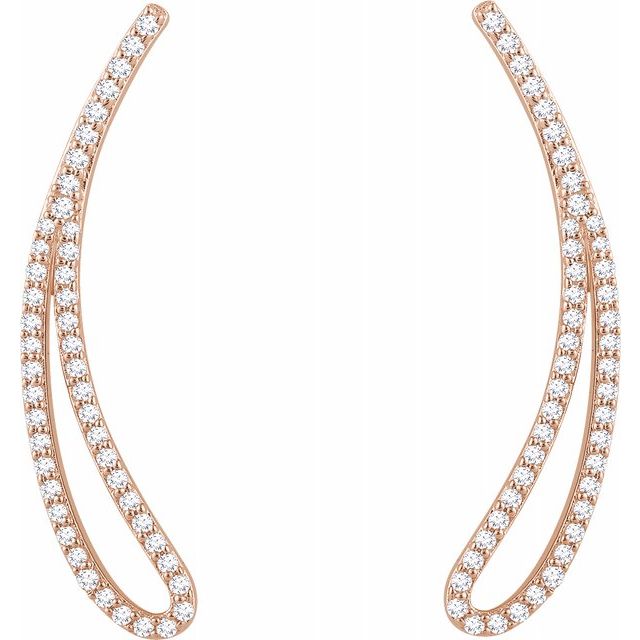 14K Rose 1/4 CTW Diamond Ear Climbers 2
