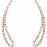 14K Rose 1/4 CTW Diamond Ear Climbers 2