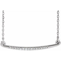 Sterling Silver .05 CTW Diamond Curved Bar 16-18" Necklace 1