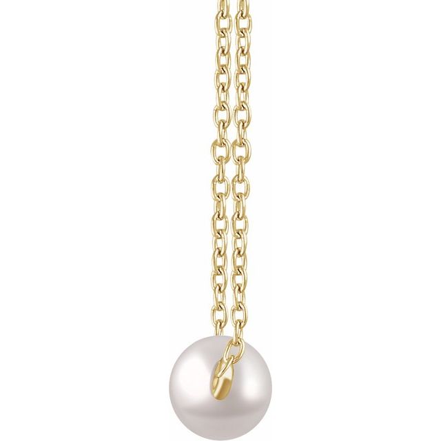 14K Yellow Freshwater Cultured Pearl 16-18" Necklace 2