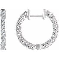 14K White 1 CTW Diamond Inside/Outside 20.1 mm Hoop Earrings 1