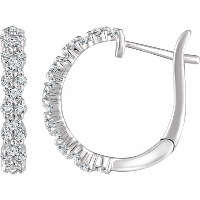 14K White 5/8 CTW Diamond Hoop Earrings 1