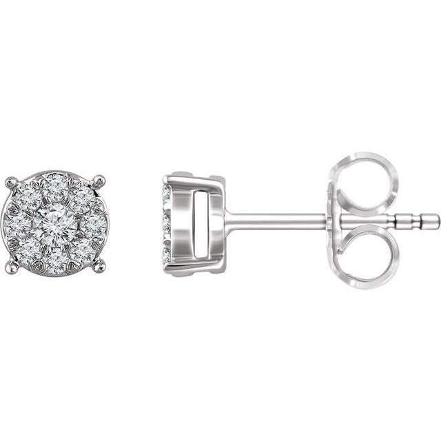 14K White 1/4 CTW Diamond Cluster Stud Earrings 1