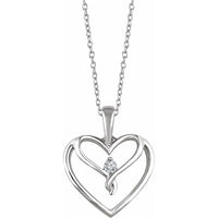 Sterling Silver .05 CT Diamond Heart 18" Necklace 1