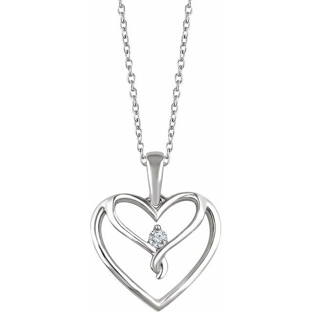 Sterling Silver .05 CT Diamond Heart 18" Necklace 1