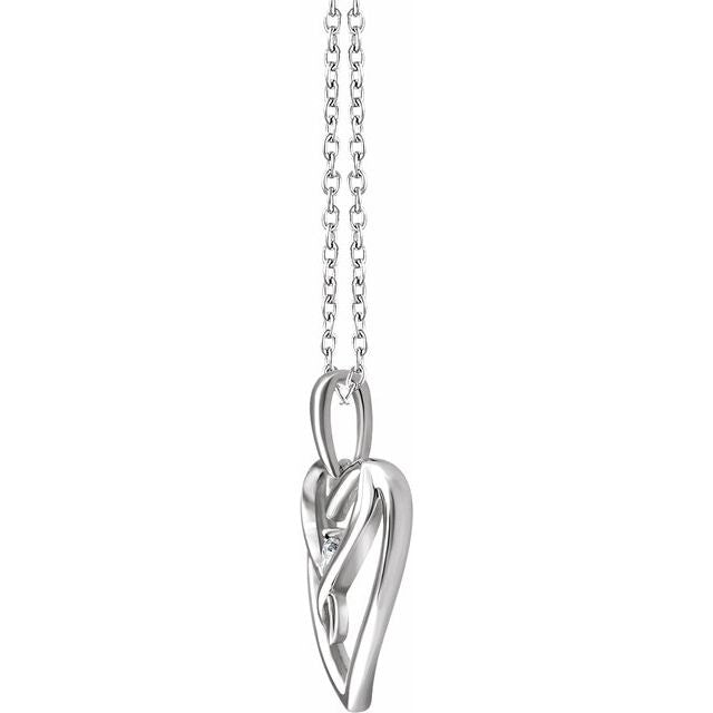Sterling Silver .05 CT Diamond Heart 18" Necklace 2