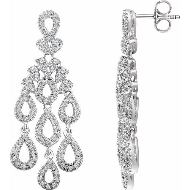 14K White 7/8 CTW Diamond Dangle Earrings 1