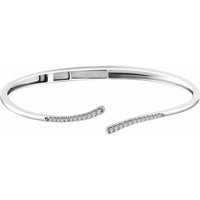 14K White 1/4 CTW Diamond Bypass Hinged Cuff 7" Bracelet 1