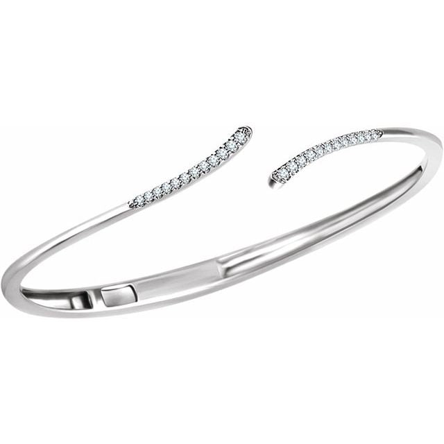14K White 1/4 CTW Diamond Bypass Hinged Cuff 7" Bracelet 2