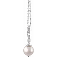 14K White Freshwater Cultured Pearl & 1/6 CTW Diamond 16-18" Necklace 2