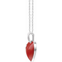 Sterling Silver .02 CT Diamond Red Enamel Heart 18" Necklace 2