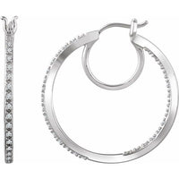 14K White 1/4 CTW Diamond Hoop Earrings 1