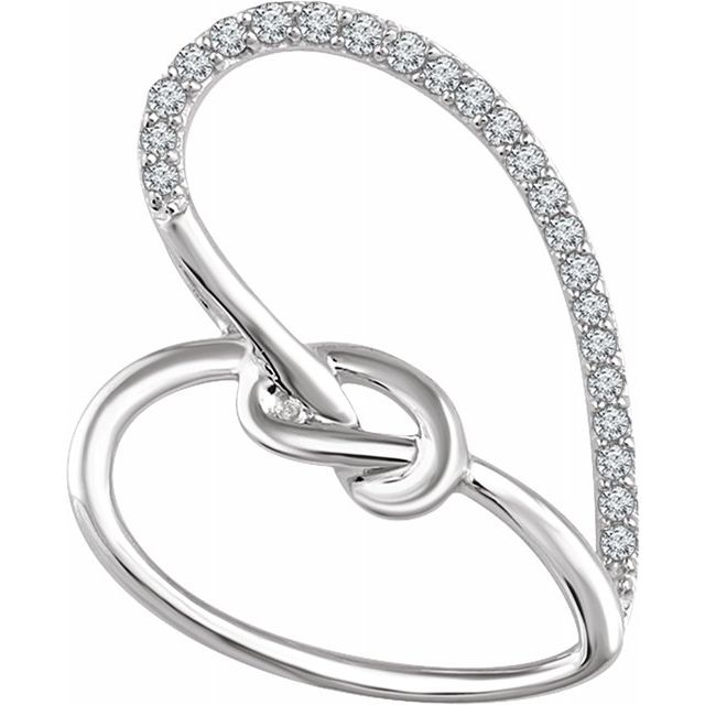 Sterling Silver 1/8 CTW Diamond Heart Knot Pendant 1