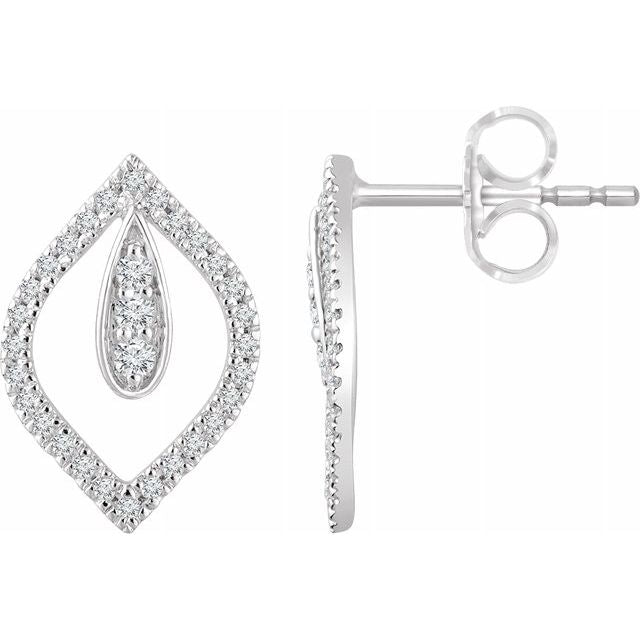 14K White 1/4 CTW Diamond Teardrop Earrings 1