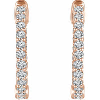 14K Rose 1 CTW Diamond Inside/Outside 20.1 mm Hoop Earrings 2