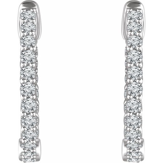 14K White 1 CTW Diamond Inside/Outside 20.1 mm Hoop Earrings 2