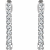 14K White 1 CTW Diamond Inside/Outside 20.1 mm Hoop Earrings 2