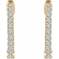 14K Yellow 1 CTW Diamond Inside/Outside 20.1 mm Hoop Earrings 2